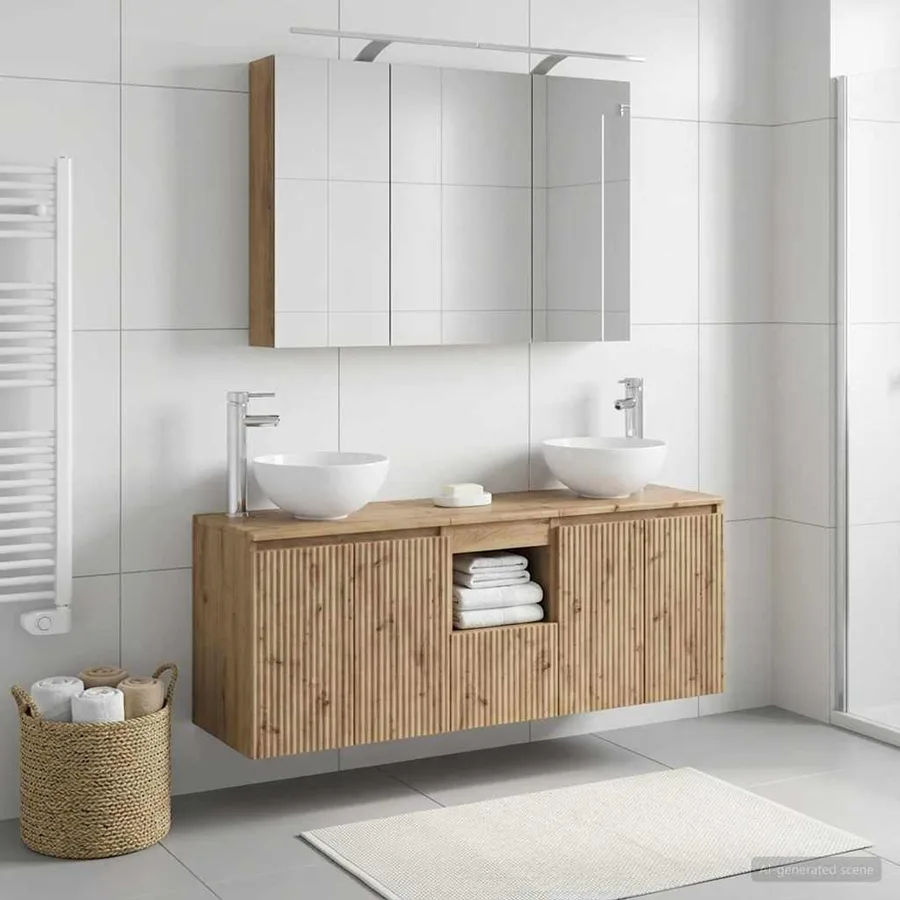 Ensemble d'armoire de salle de bain 4 pc Chêne artisanal - 4