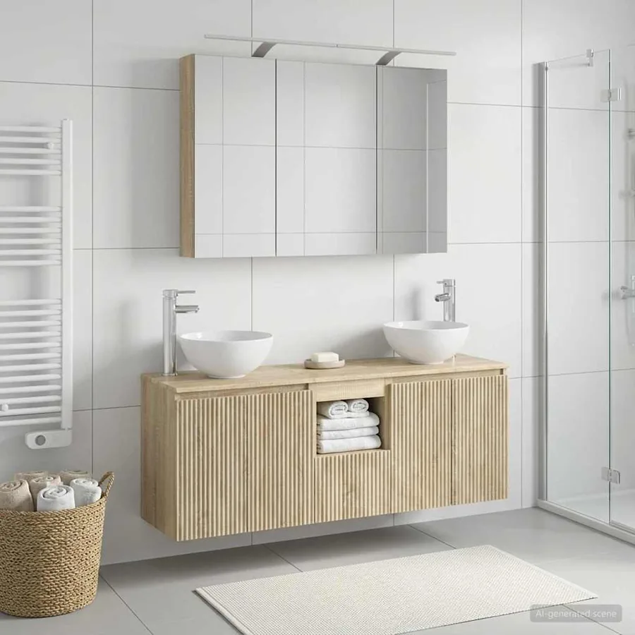 Ensemble d'armoire de salle de bain 4 pcs Chêne Sonoma