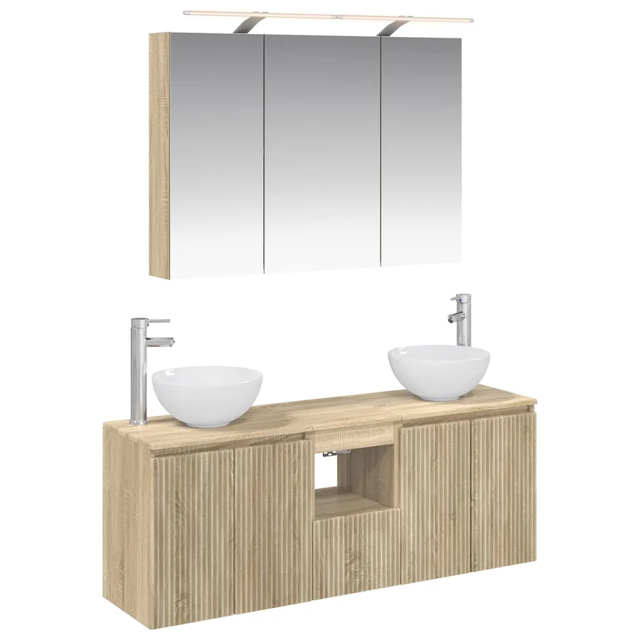 Ensemble d'armoire de salle de bain 4 pcs Chêne Sonoma - 2