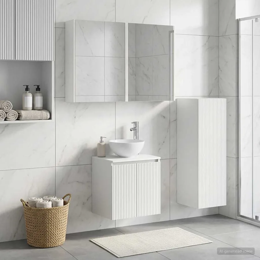 Ensemble de mobilier de salle de bain 4 pcs Blanc