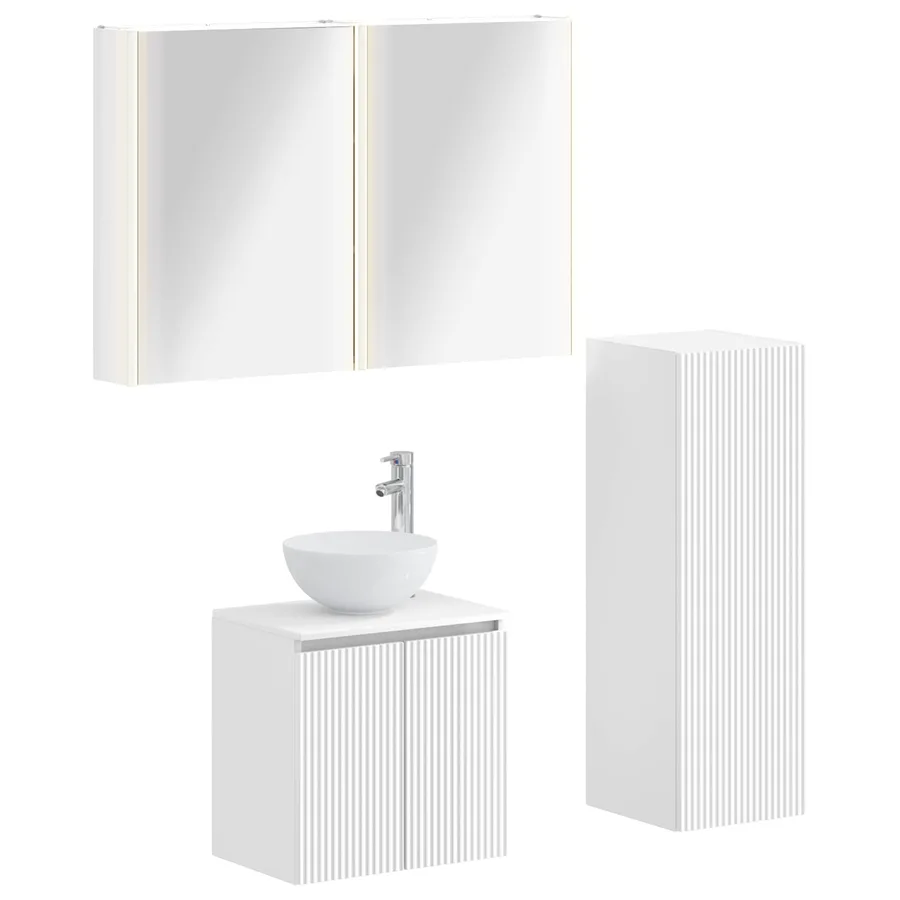Ensemble de mobilier de salle de bain 4 pcs Blanc - 2