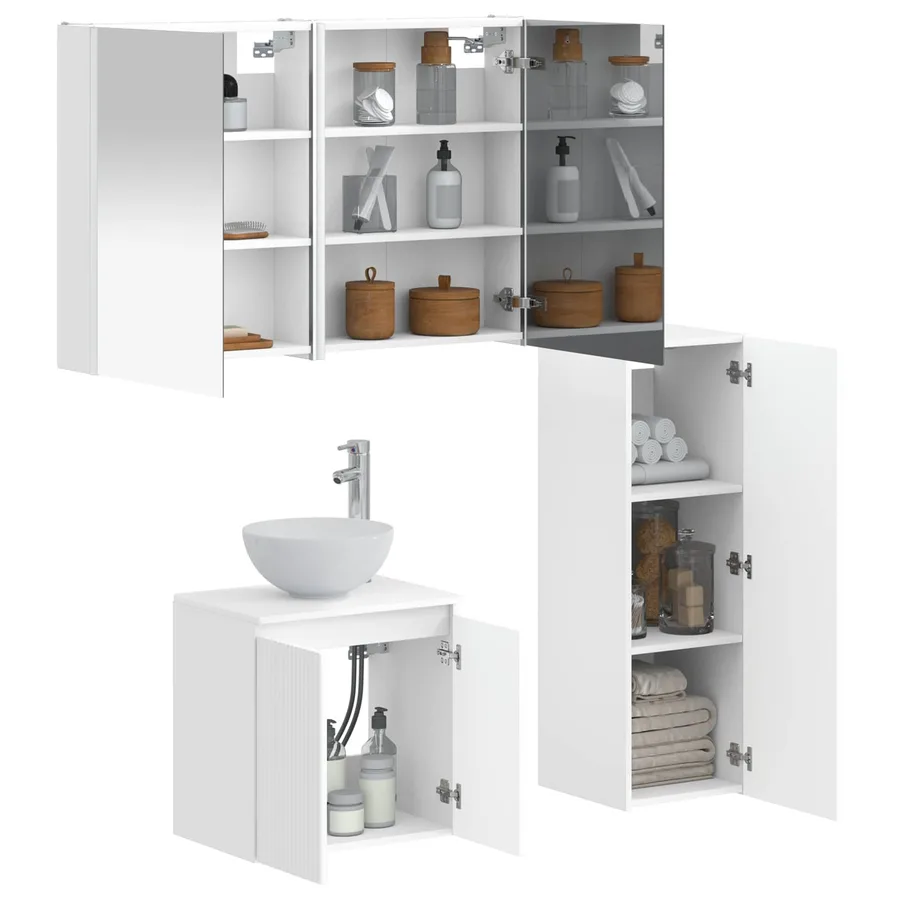 Ensemble de mobilier de salle de bain 4 pcs Blanc - 3