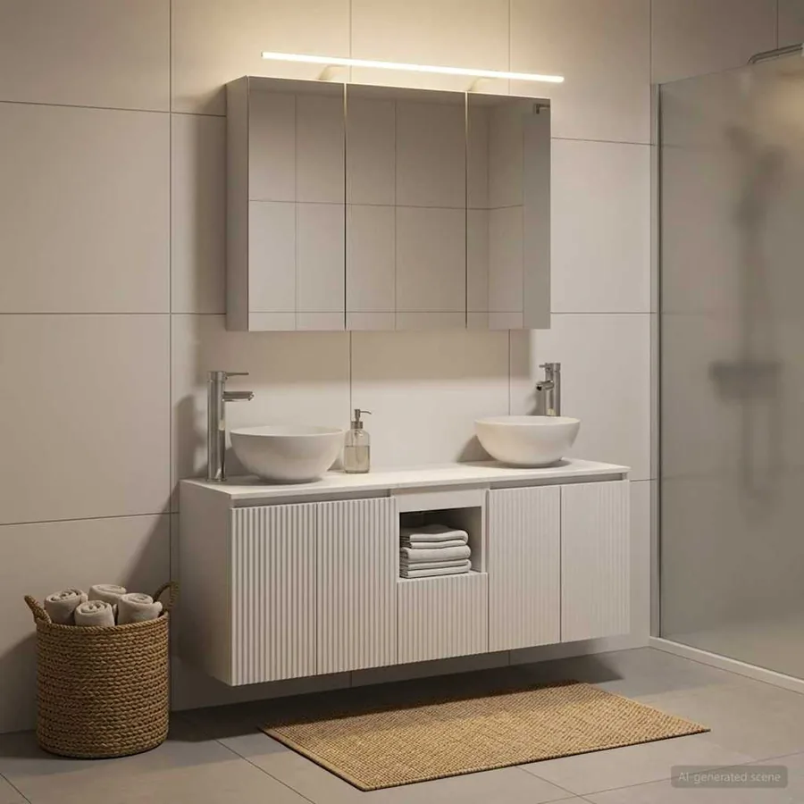 Ensemble d'armoire de salle de bain 4 pcs Blanc