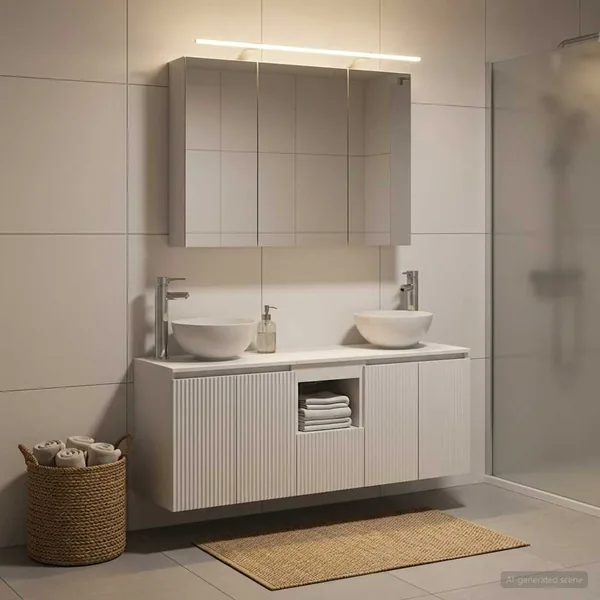 Ensemble d'armoire de salle de bain 4 pcs Blanc