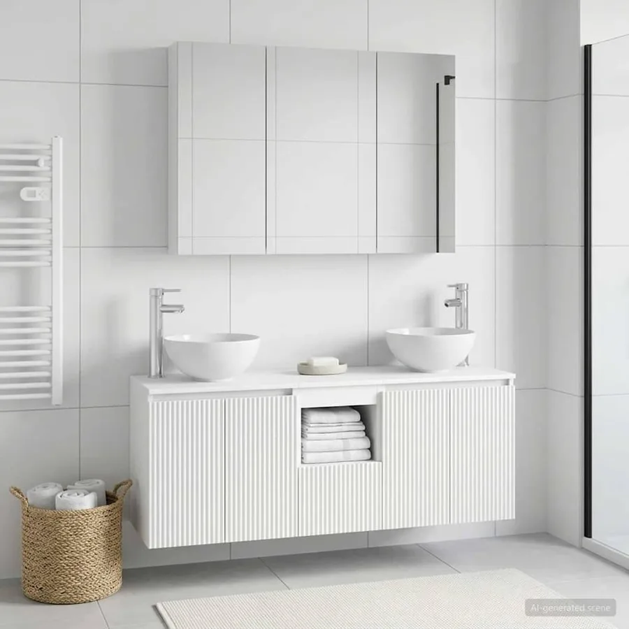 Ensemble d'armoire de salle de bain 4 pcs Blanc - 4