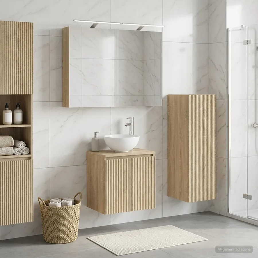 Ensemble de mobilier de salle de bain 4 pcs Chêne Sonoma
