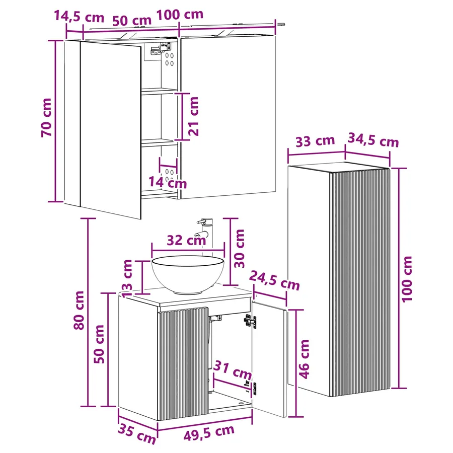 Ensemble de mobilier de salle de bain 4 pcs Chêne Sonoma - 12