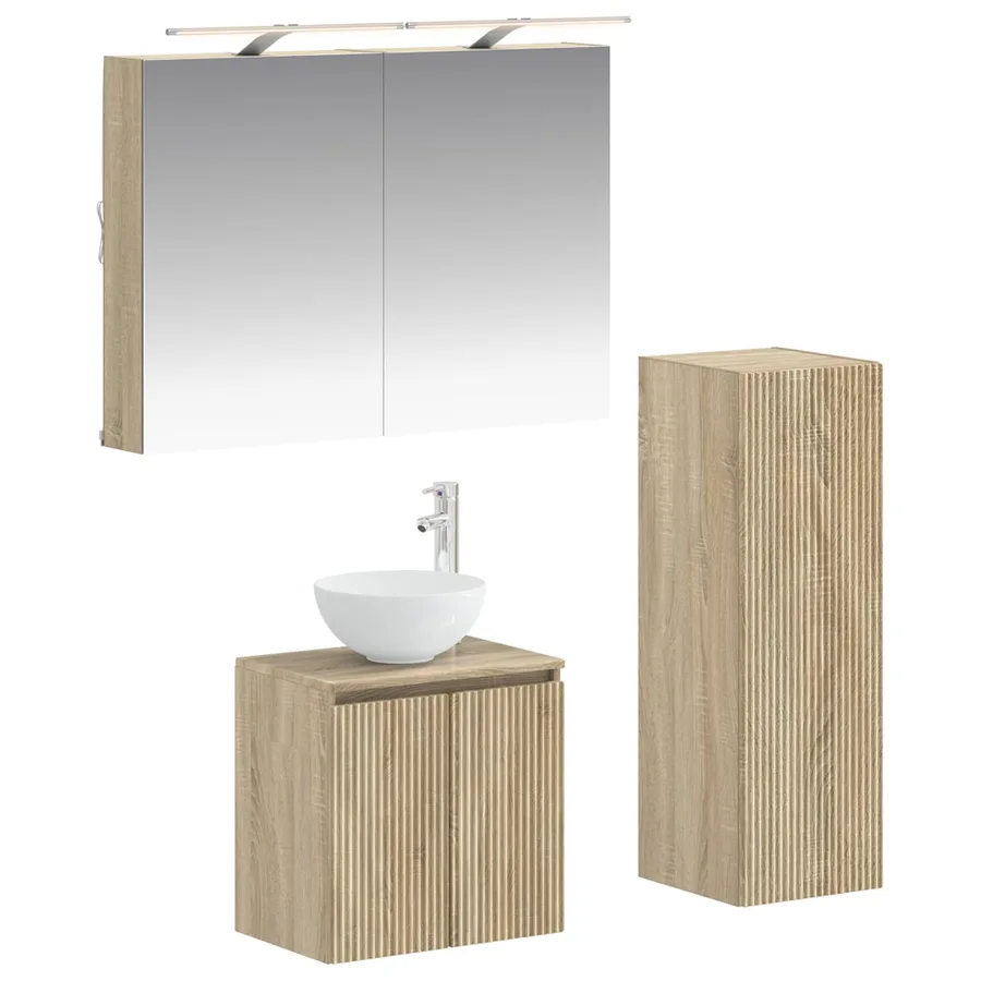 Ensemble de mobilier de salle de bain 4 pcs Chêne Sonoma - 2