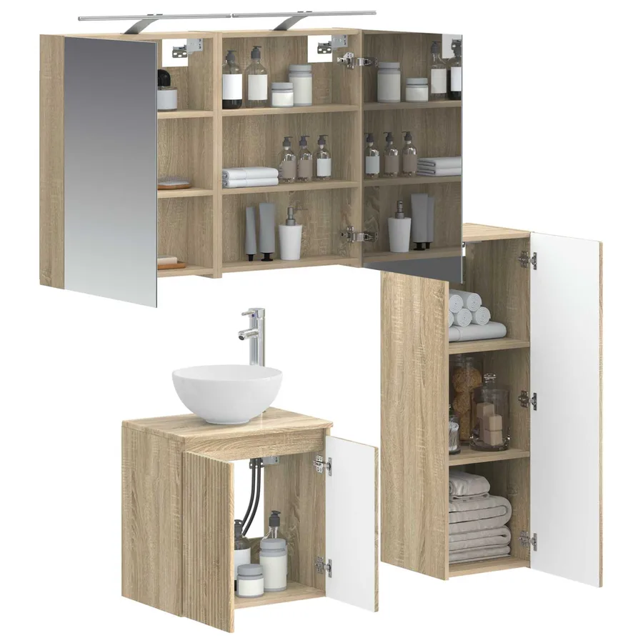 Ensemble de mobilier de salle de bain 4 pcs Chêne Sonoma - 3