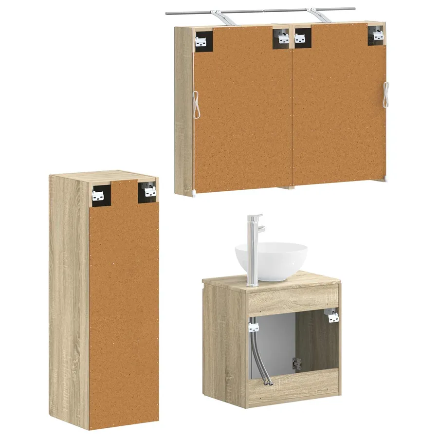 Ensemble de mobilier de salle de bain 4 pcs Chêne Sonoma - 5