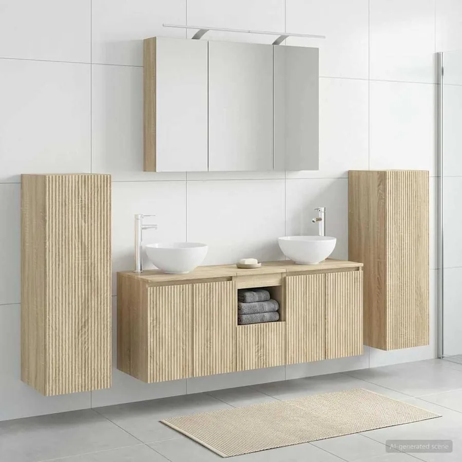 Ensemble de mobilier de salle de bain 6 pcs Chêne Sonoma