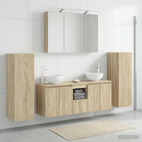 Ensemble de mobilier de salle de bain 6 pcs Chêne Sonoma