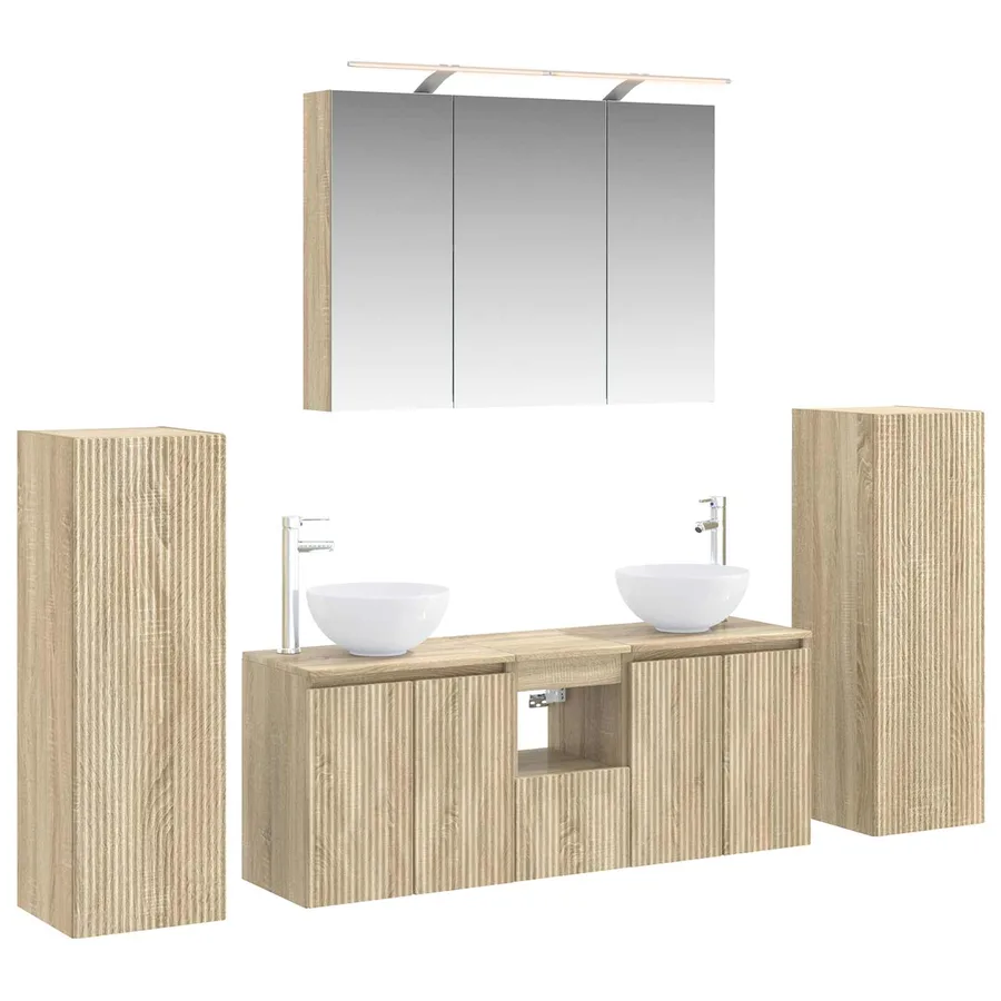 Ensemble de mobilier de salle de bain 6 pcs Chêne Sonoma - 2