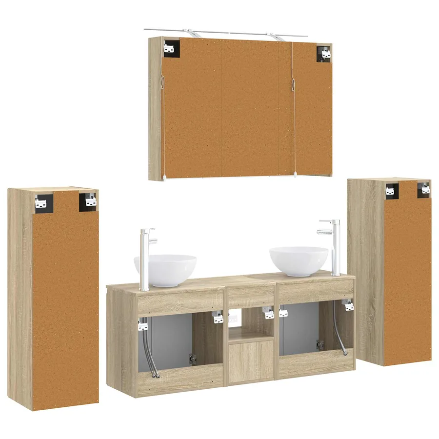 Ensemble de mobilier de salle de bain 6 pcs Chêne Sonoma - 9