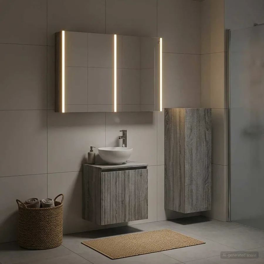 Ensemble de mobilier de salle de bain 4 pcs Sonoma gris