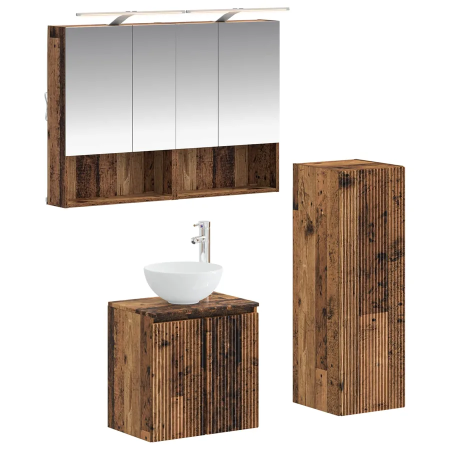 Ensemble de mobilier de salle de bain 4 pcs Bois ancien - 2