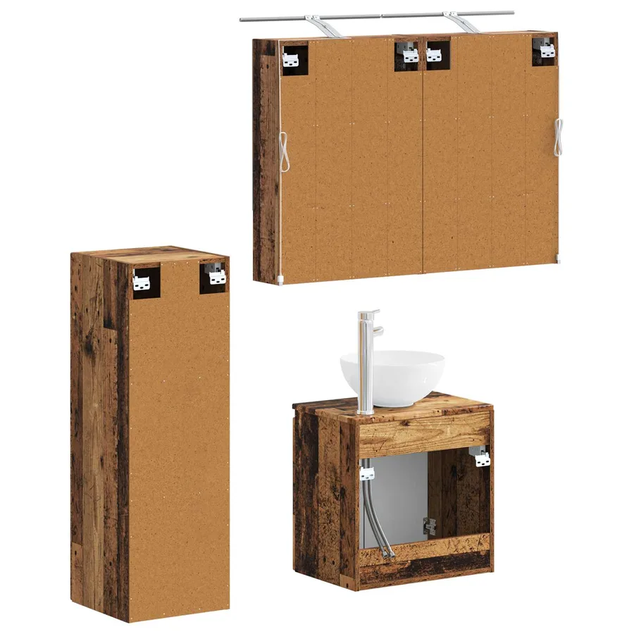 Ensemble de mobilier de salle de bain 4 pcs Bois ancien - 5