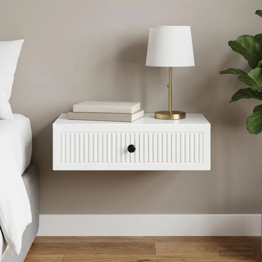 Table d'appoint murale Blanc brillant 59 x 34,5 x 17 cm