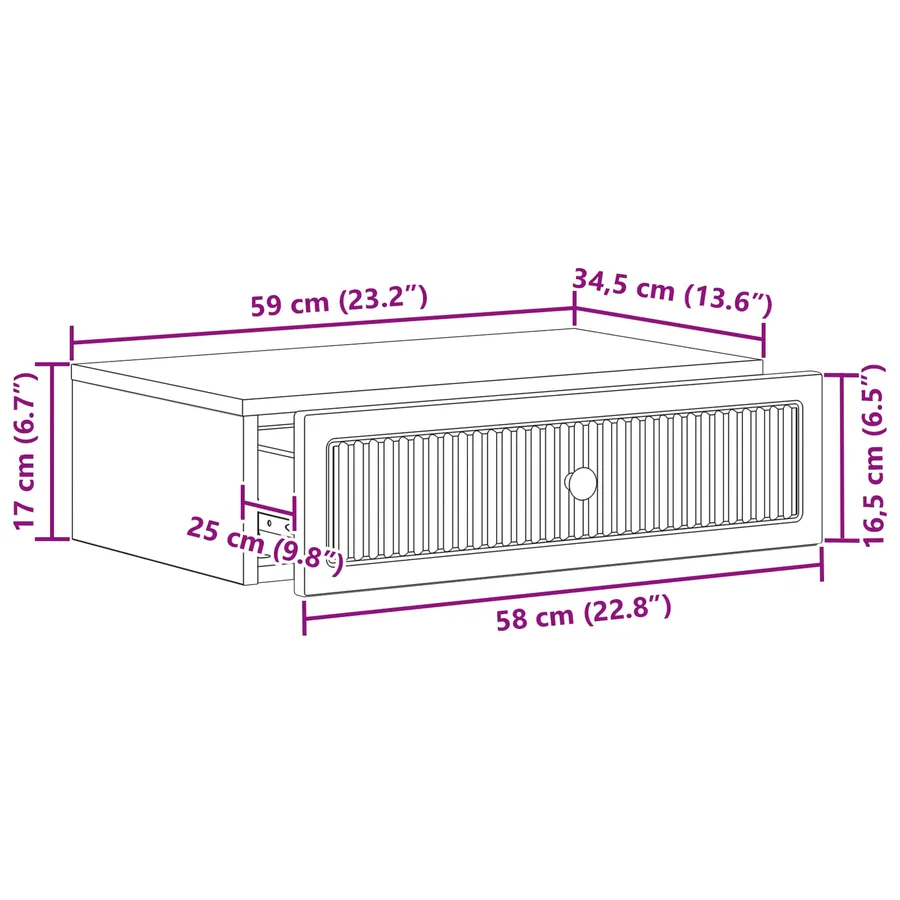 Table d'appoint murale Blanc brillant 59 x 34,5 x 17 cm - 10