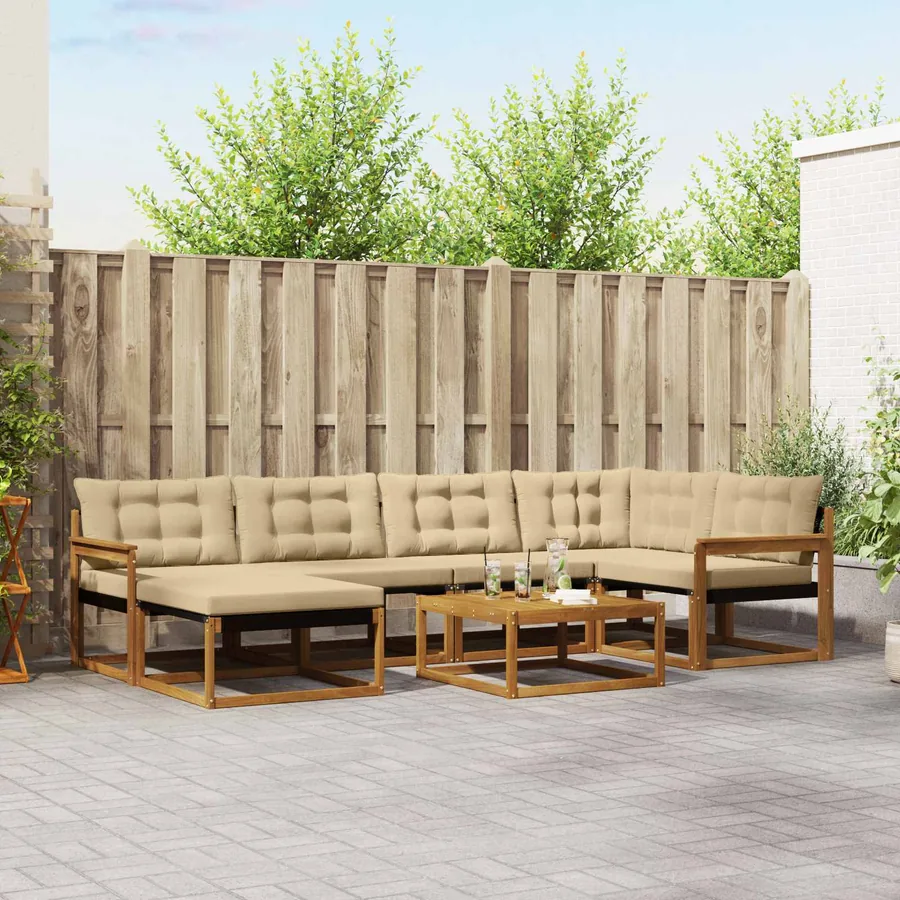 Ensemble de canapés d'extérieur 19 pcs Naturel et Beige