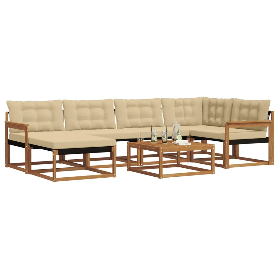 Ensemble de canapés d'extérieur 19 pcs Naturel et Beige - 3