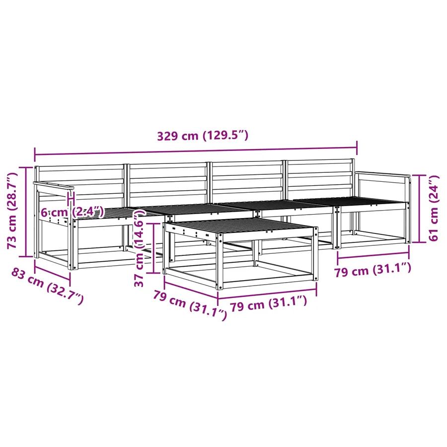 Ensemble de canapés d'extérieur 5 pcs Naturel - 9