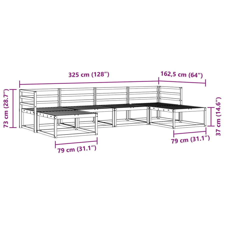 Ensemble de canapés d'extérieur 6 pcs Naturel - 8
