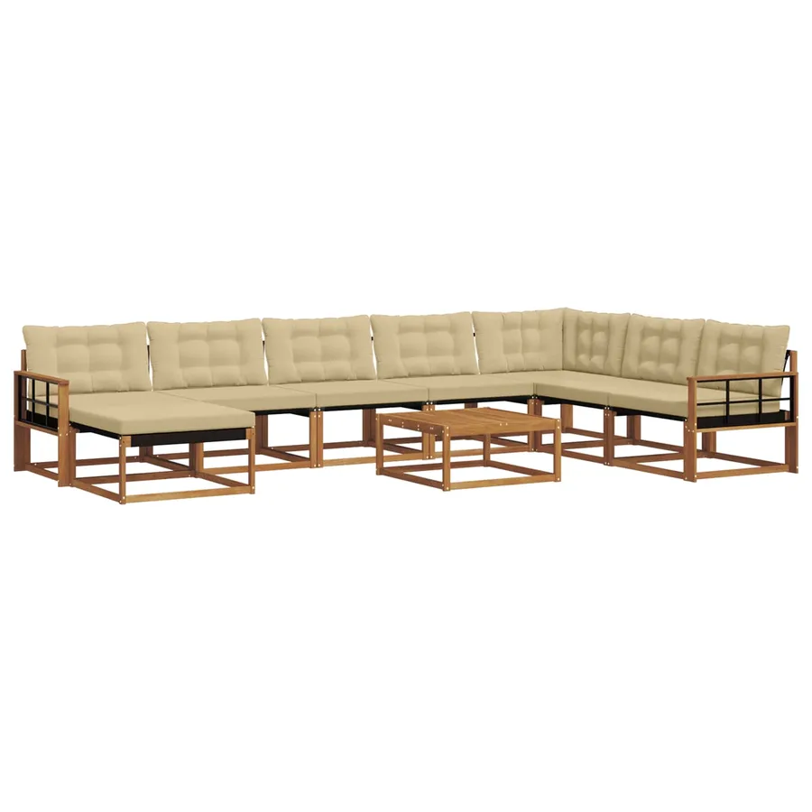 Ensemble de canapés d'extérieur 9 pcs Naturel et Beige - 2