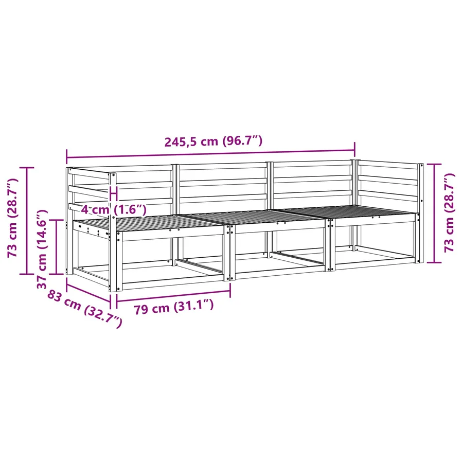 Ensemble de canapés d'extérieur 3 pcs Naturel - 6