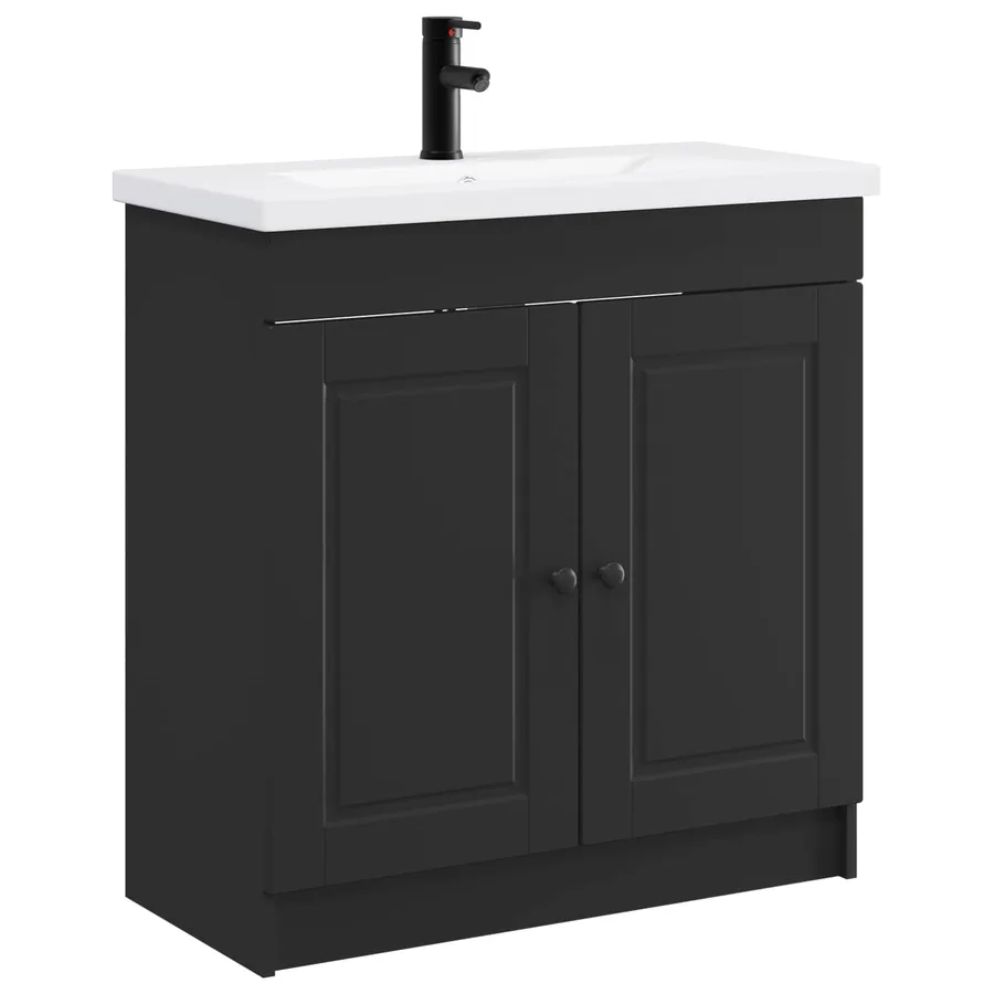 Ensemble de mobilier de salle de bain Noir 56 x 37,5 x 81 cm - 2