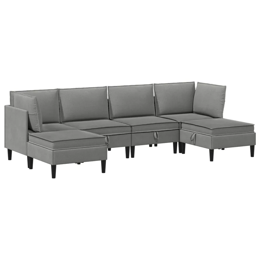 Ensemble de meubles pour le salon 6 pcs Gris foncé Tissu - 2