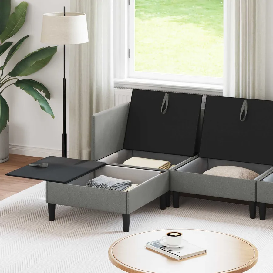 Ensemble de meubles pour le salon 6 pcs Gris foncé Tissu - 3