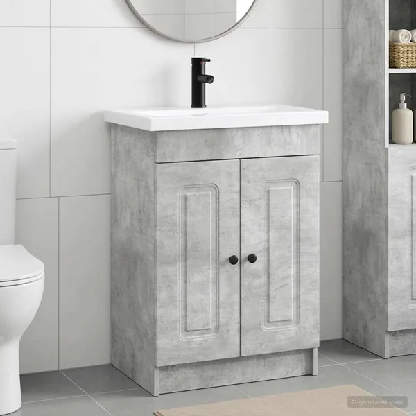 Ensemble de mobilier de salle de bain Gris béton