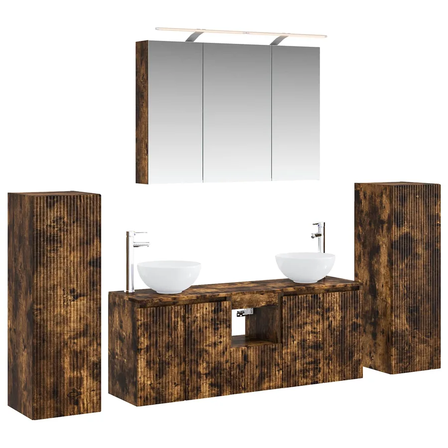 Ensemble de mobilier de salle de bain 6 pcs Chêne fumé - 2