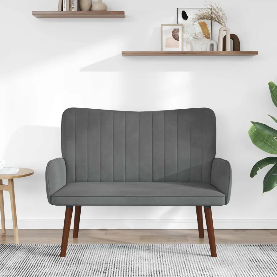 Sofa 2 places Gris foncé 115 x 61 x 87 cm Velours - 3
