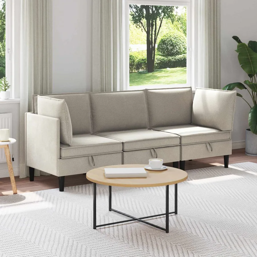 Ensemble de meubles pour le salon 3 pcs Avoine Tissu