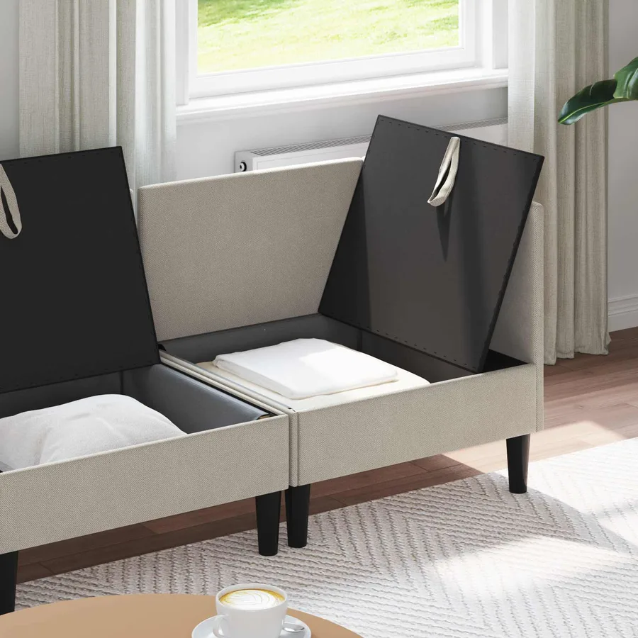 Ensemble de meubles pour le salon 3 pcs Avoine Tissu - 3