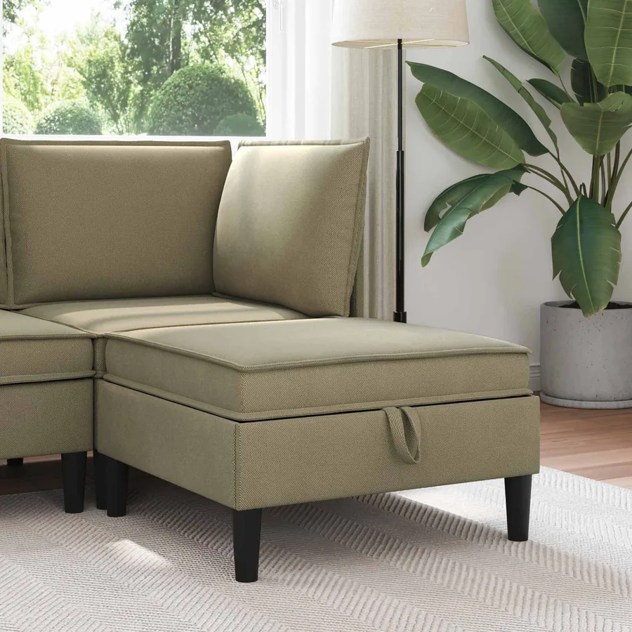 Pouf avec Rangement Kaki Velours