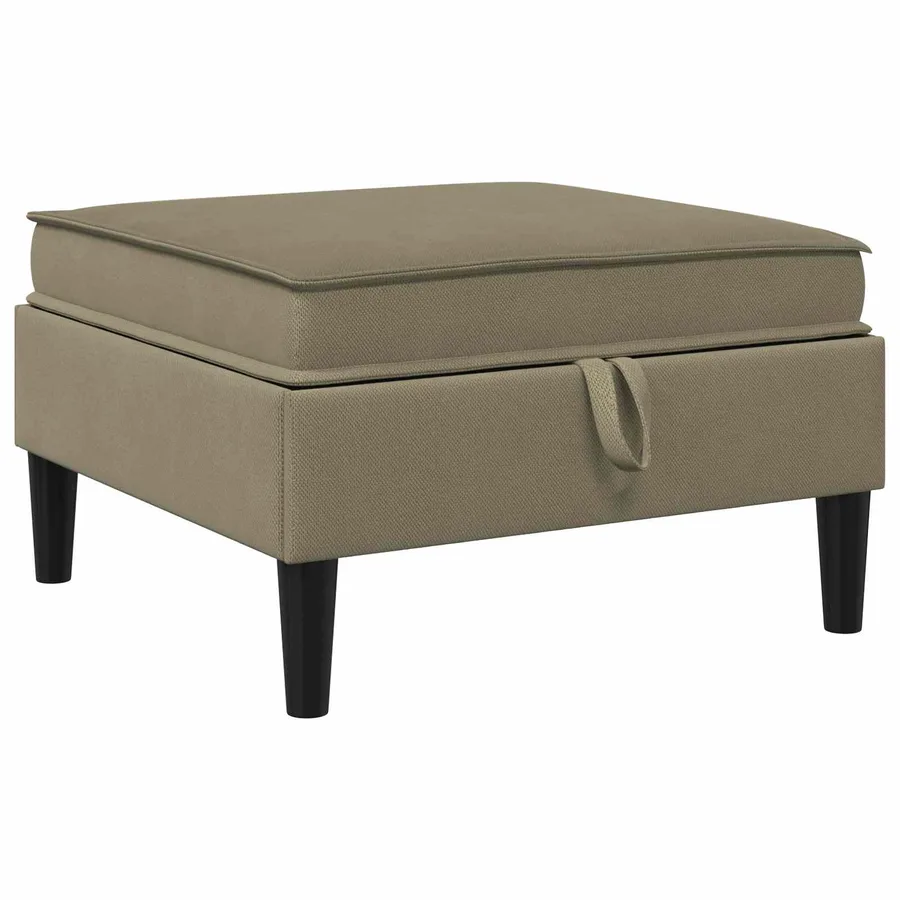 Pouf avec Rangement Kaki Velours - 2