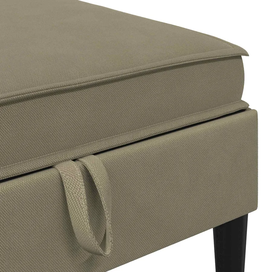 Pouf avec Rangement Kaki Velours - 7