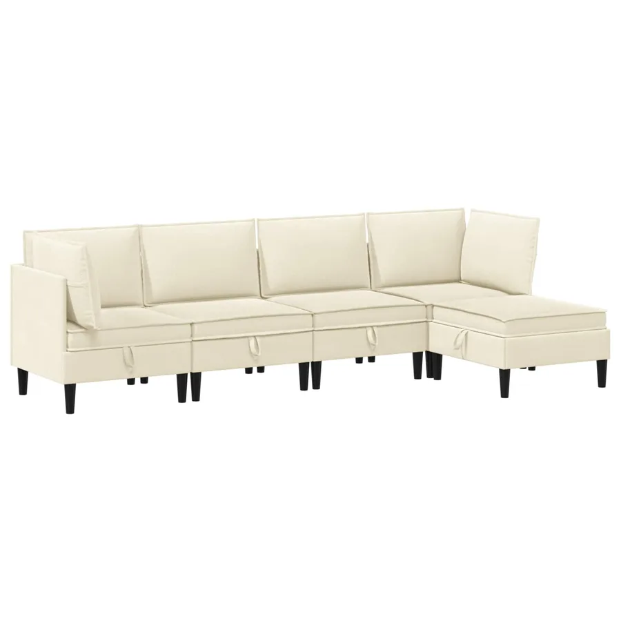 Ensemble de meubles pour le salon 5 pcs Crème Tissu - 2