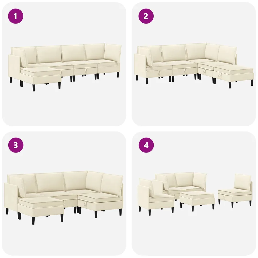 Ensemble de meubles pour le salon 5 pcs Crème Tissu - 9