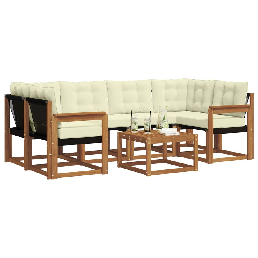 Ensemble de canapés d'extérieur 7 pcs Naturel et Crème - 3