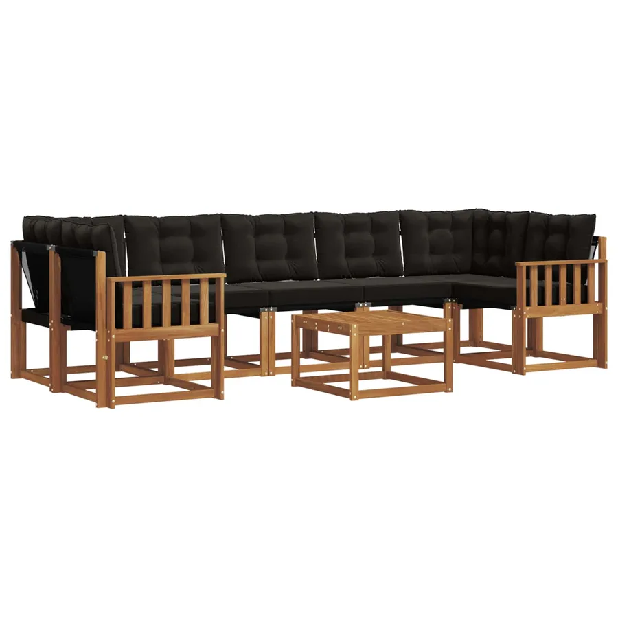 Ensemble de canapés d'extérieur 8 pcs Naturel et Noir - 2