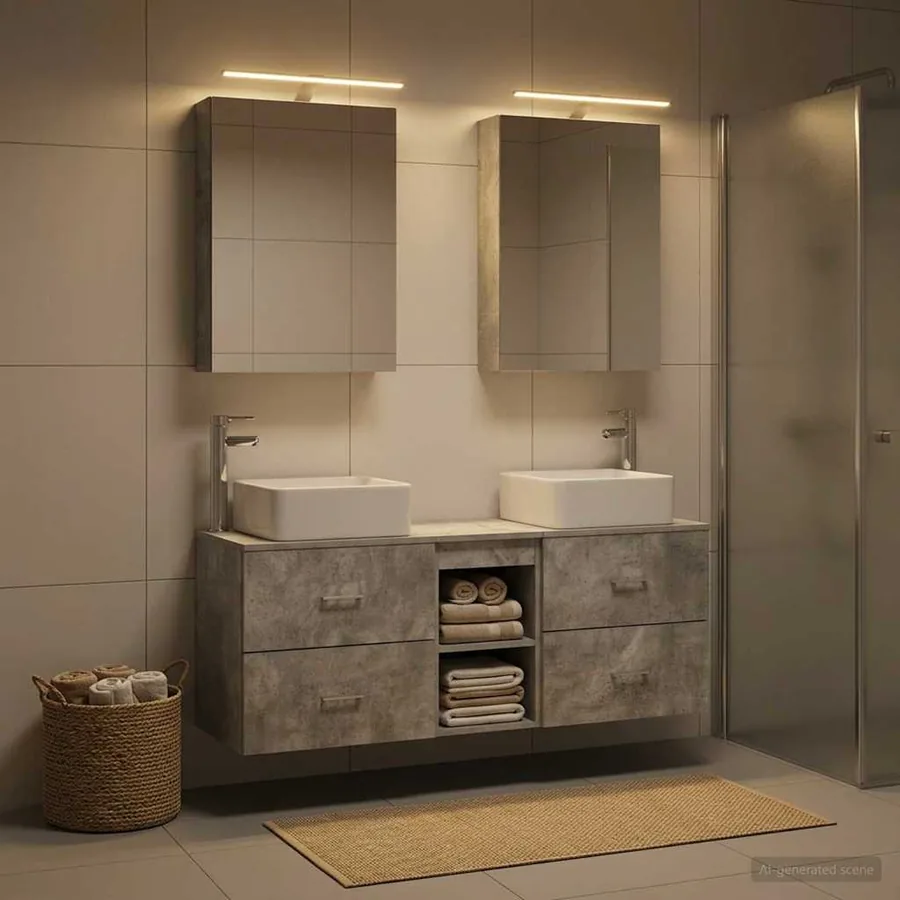 Ensemble de mobilier de salle de bain 5 pcs Gris béton