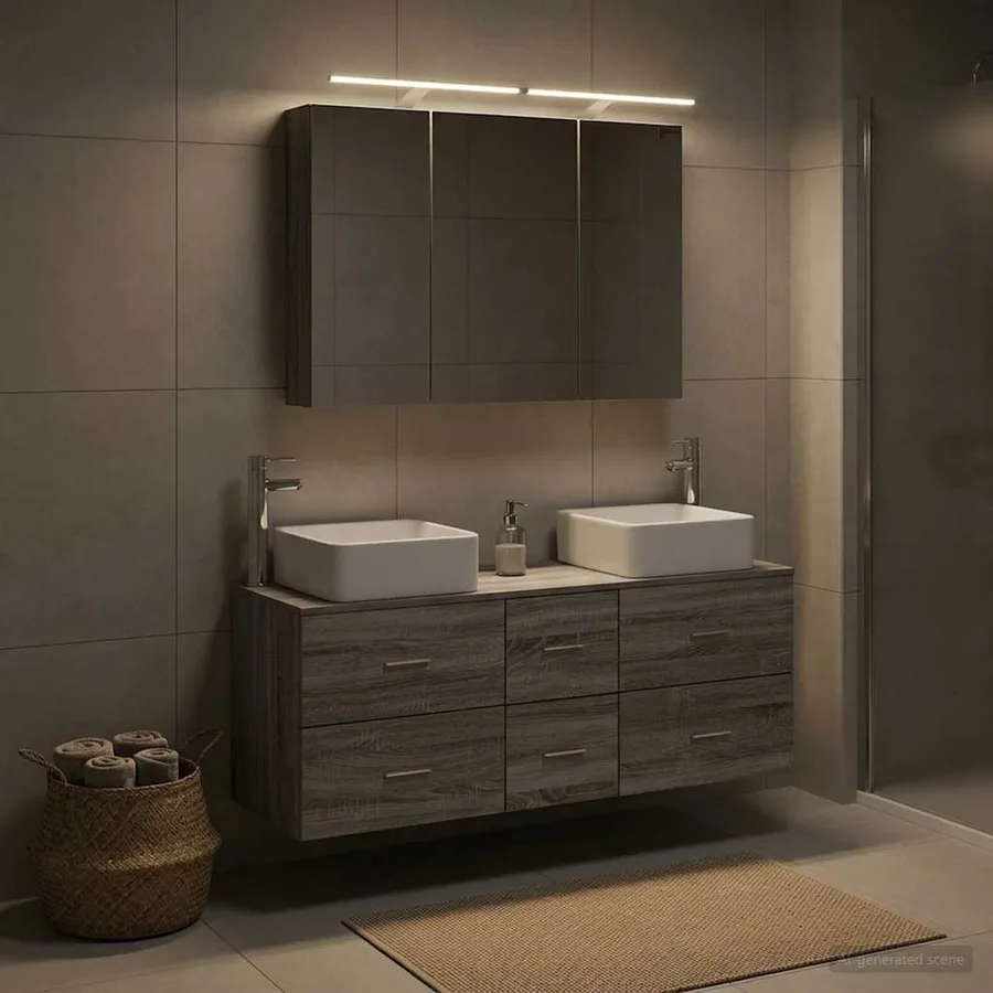 Ensemble de mobilier de salle de bain 4 pcs Sonoma gris - 4