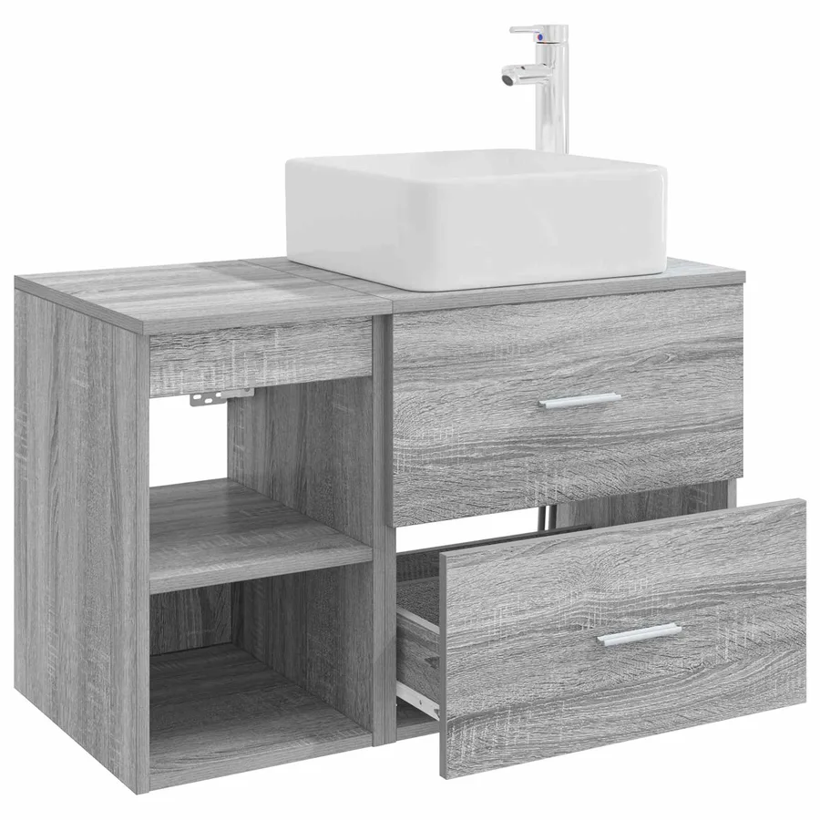 Ensemble de mobilier de salle de bain 2 pcs Sonoma gris - 4