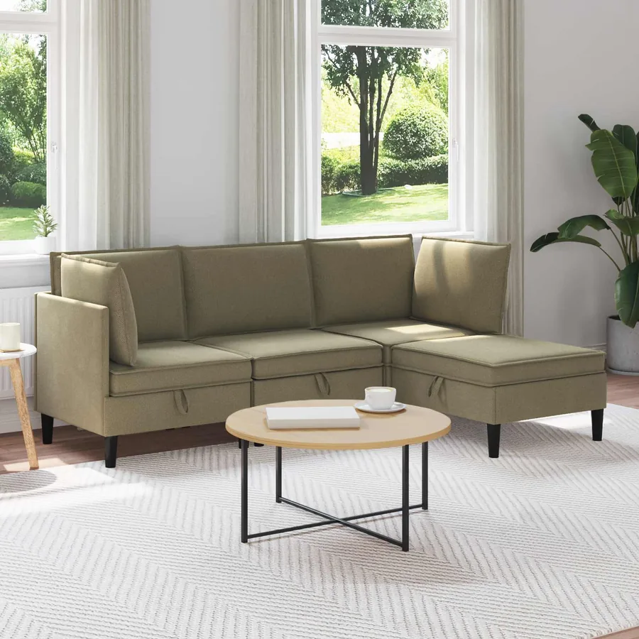 Ensemble de meubles pour le salon 4 pcs Kaki Tissu