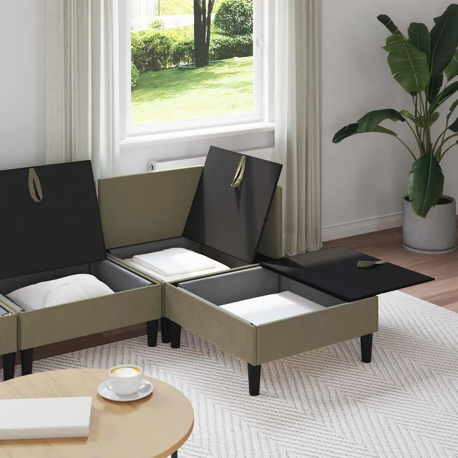 Ensemble de meubles pour le salon 4 pcs Kaki Tissu - 3
