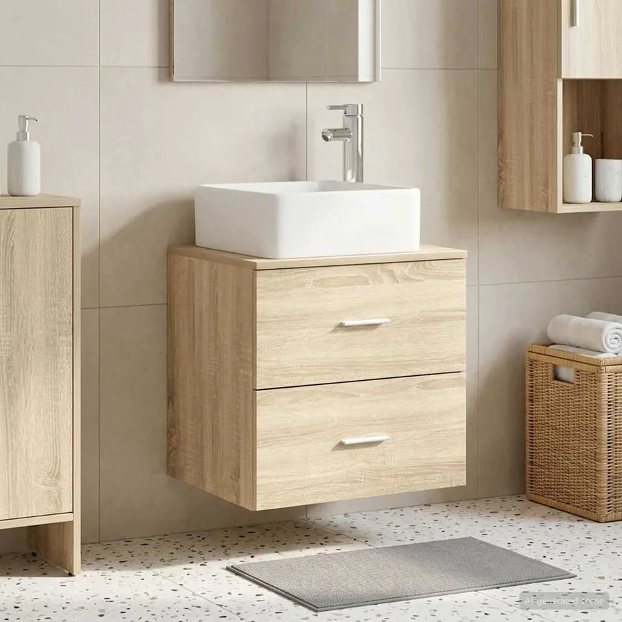Vanité de lavabo mural Chêne Sonoma 49,5 x 41 x 63 cm
